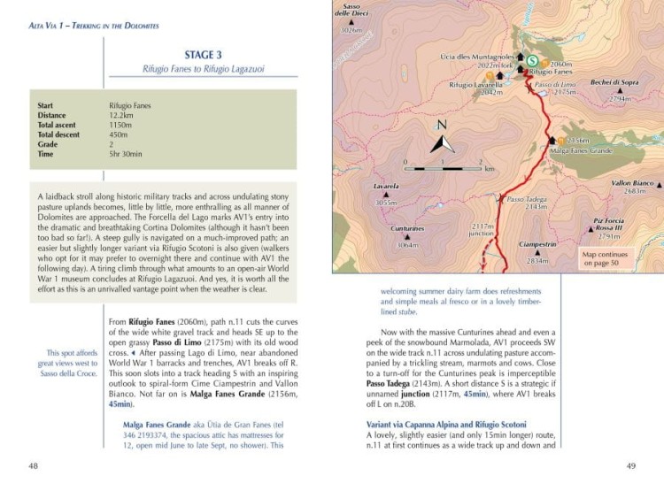 Alta Via 1 - Trekking in the Dolomites. Przewodnik wydawnictwa Cicerone. Przykładowe strony 2