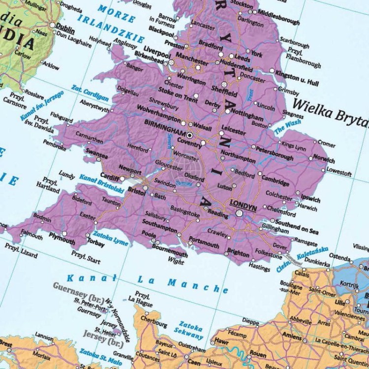 Europa 1:3 250 000. Dwustronna mapa ścienna. Polityczna / do ćwiczeń. Strona polityczna - fragment 1