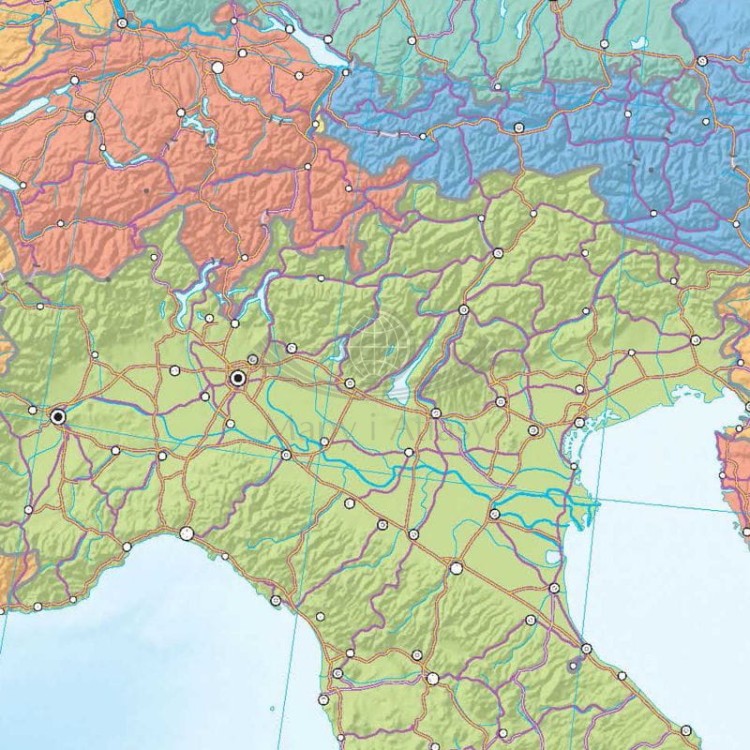 Europa 1:3 250 000. Dwustronna mapa ścienna. Polityczna / do ćwiczeń. Strona do ćwiczeń - fragment 2