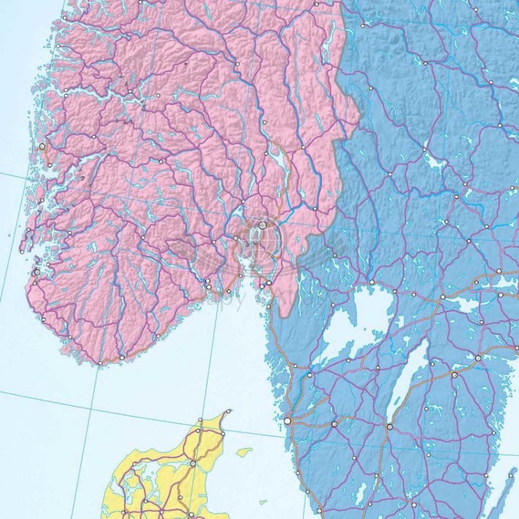 Europa 1:3 250 000. Dwustronna mapa ścienna. Polityczna / do ćwiczeń. Strona do ćwiczeń - fragment 3