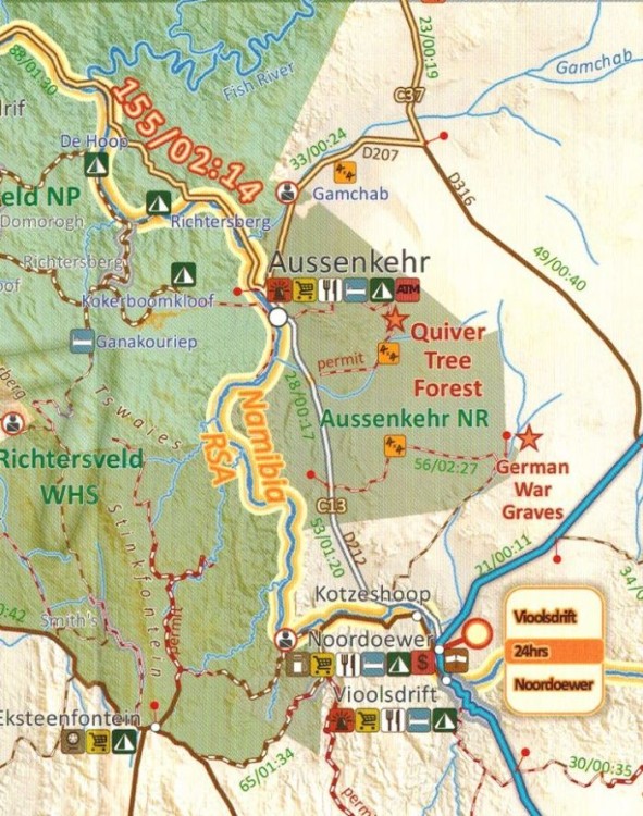 Namibia 1:1 000 000. Wodoodporna mapa samochodowo-turystyczna wydawnictwa Traveller's Map. Fragment 1
