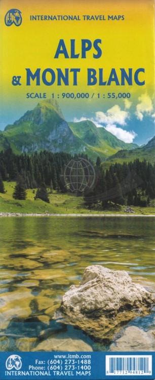 Alpy i Mont Blanc mapa samochodowo-turystyczna wydawnictwa ITMB. Okładka
