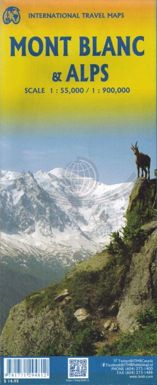 Alpy i Mont Blanc mapa samochodowo-turystyczna wydawnictwa ITMB. Okładka tył