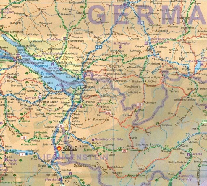 Alpy i Mont Blanc mapa samochodowo-turystyczna wydawnictwa ITMB.  Fragment 2
