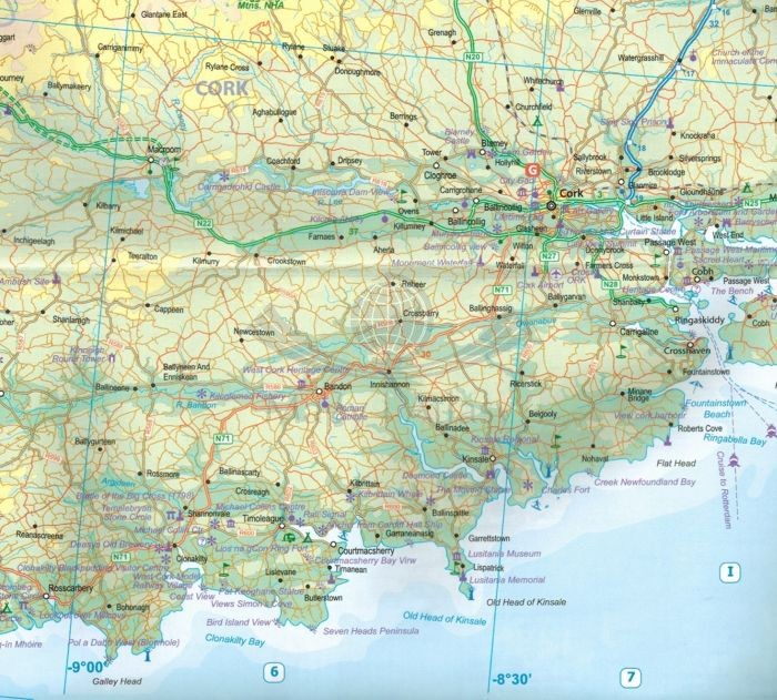 Irlandia mapa samochodowo-turystyczna wydawnictwa ITMB.  Fragment 1