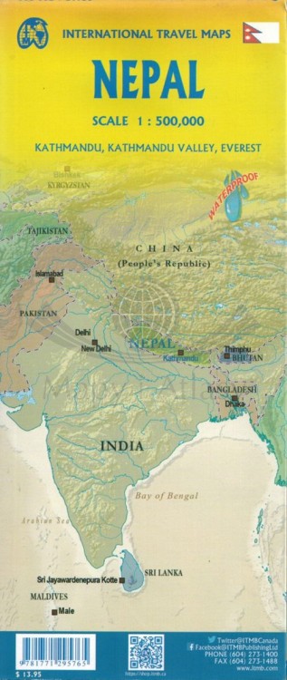 Nepal mapa samochodowo-turystyczna wydawnictwa ITMB. Okładka tył