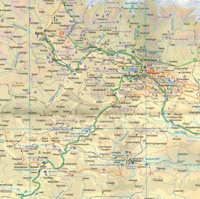 Nepal mapa samochodowo-turystyczna wydawnictwa ITMB. Fragment 1