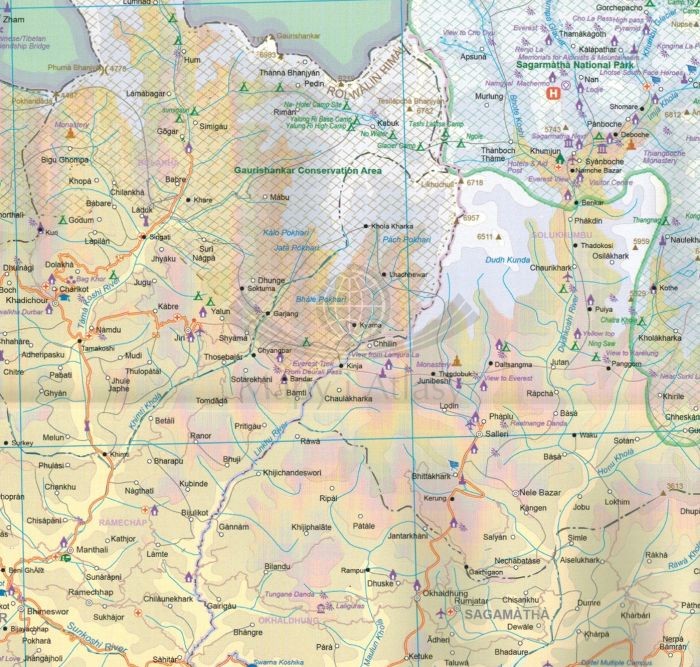 Nepal mapa samochodowo-turystyczna wydawnictwa ITMB. Fragment 2