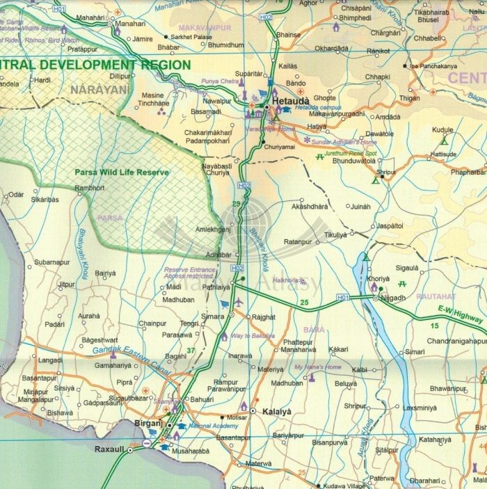Nepal mapa samochodowo-turystyczna wydawnictwa ITMB. Fragment 3