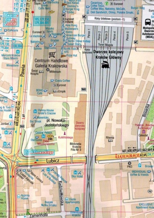 Kraków Stare Miasto i Kazimierz 1: 4000. Laminowana mapa / plan miast wydawnictwa Gauss. Fragment 1