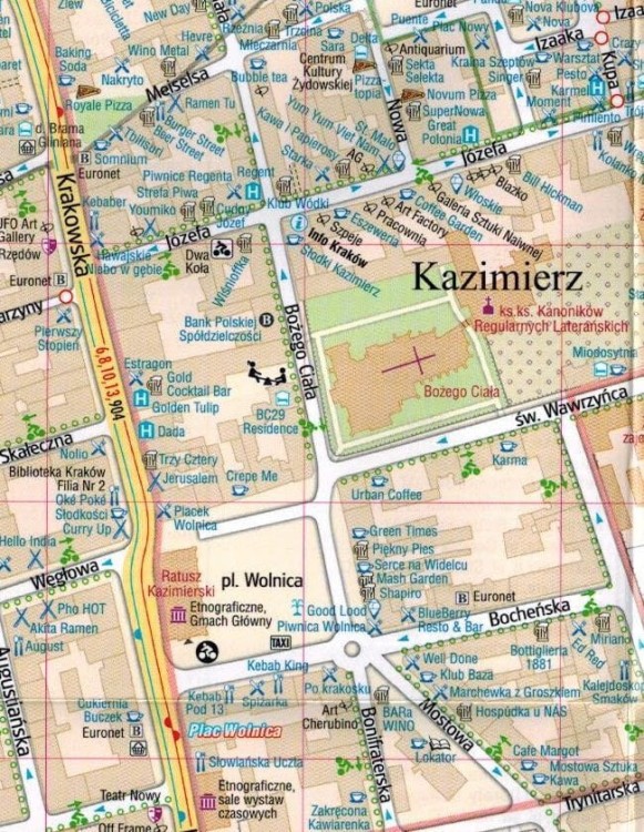 Kraków Stare Miasto i Kazimierz 1: 4000. Mapa / plan miast wydawnictwa Gauss. Fragment 2