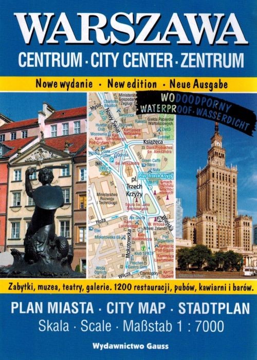 Warszawa, centrum 1: 7000. Laminowana mapa / Plan miast wydawnictwa Gauss. Okładka