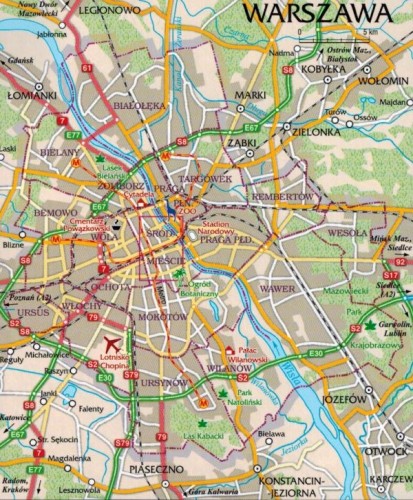Warszawa, centrum 1: 7000. Laminowana mapa / Plan miast wydawnictwa Gauss. Zasięg