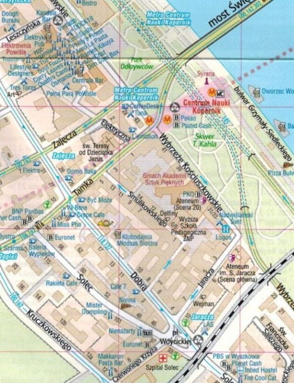 Warszawa, centrum 1: 7000. Laminowana mapa / Plan miast wydawnictwa Gauss. Fragment 2