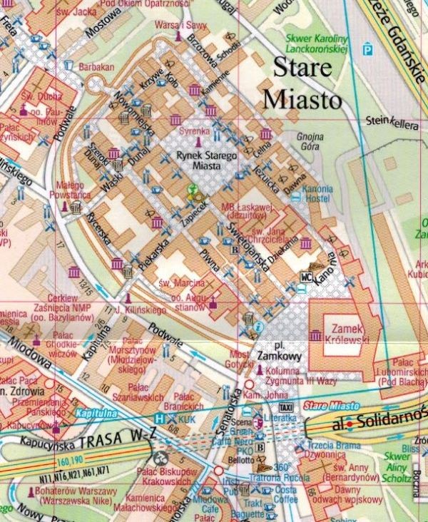 Warszawa, centrum 1: 7000. Mapa / Plan miast wydawnictwa Gauss. Fragment 1