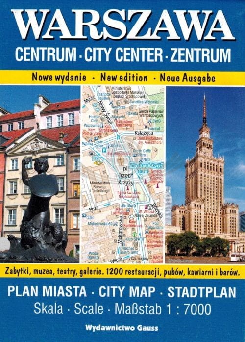 Warszawa, centrum 1: 7000. Mapa / Plan miast wydawnictwa Gauss. Okładka
