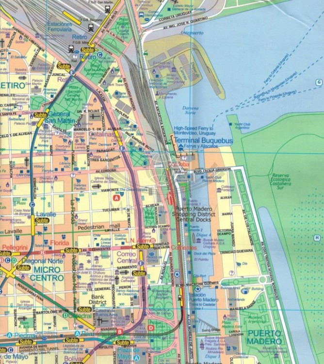 Buenos Aires i północno-wschodnia Argentyna. Mapa samochodowo-turystyczna wydawnictwa ITMB. Fragment 1