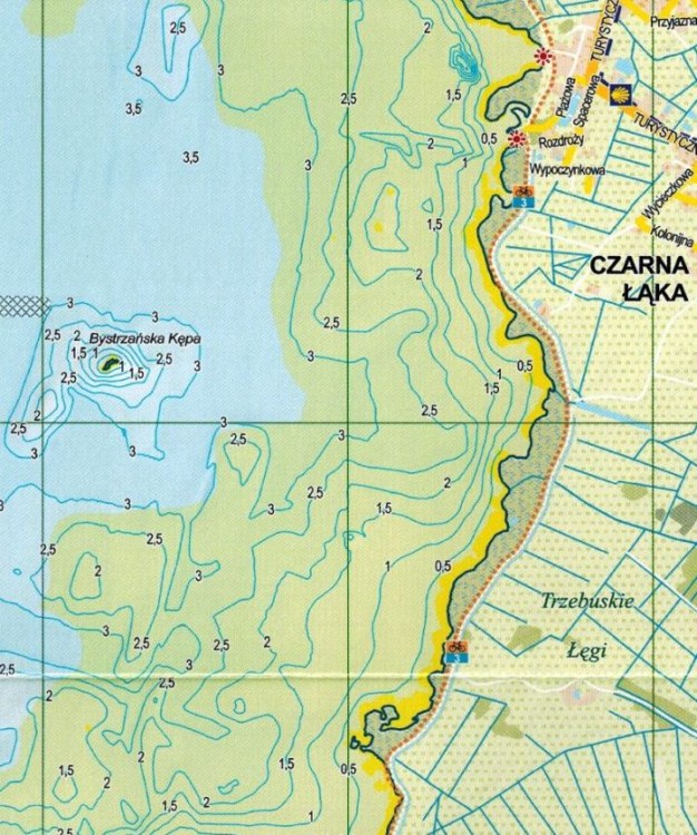 Jezioro Dąbie 1:25 000. Mapa turystyczna + plan batymetryczny wydawnictwa EKO-MAP. Fragment 2