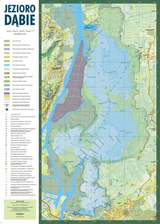 Jezioro Dąbie 1:25 000. Mapa turystyczna + plan batymetryczny wydawnictwa EKO-MAP. Pierwsza strona