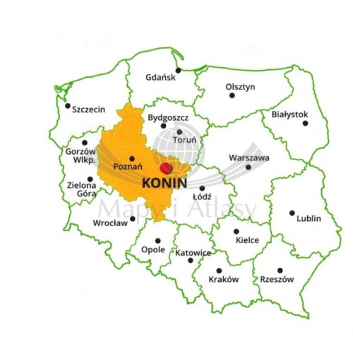 Rowerowy Konin i okolice 1:25 000/ 1:75 000. Mapa rowerowa wydawnictwa TopNovum. Zasięg