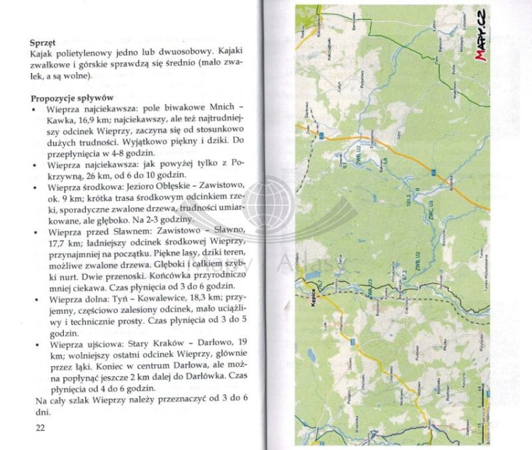 Wieprza, Pokrzywna, Studnica, Grabowa Przewodnik kajakowy. Przykładowe strony 1