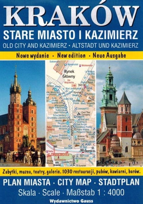 Kraków Stare Miasto i Kazimierz 1: 4000. Mapa / plan miast wydawnictwa Gauss. Okładka