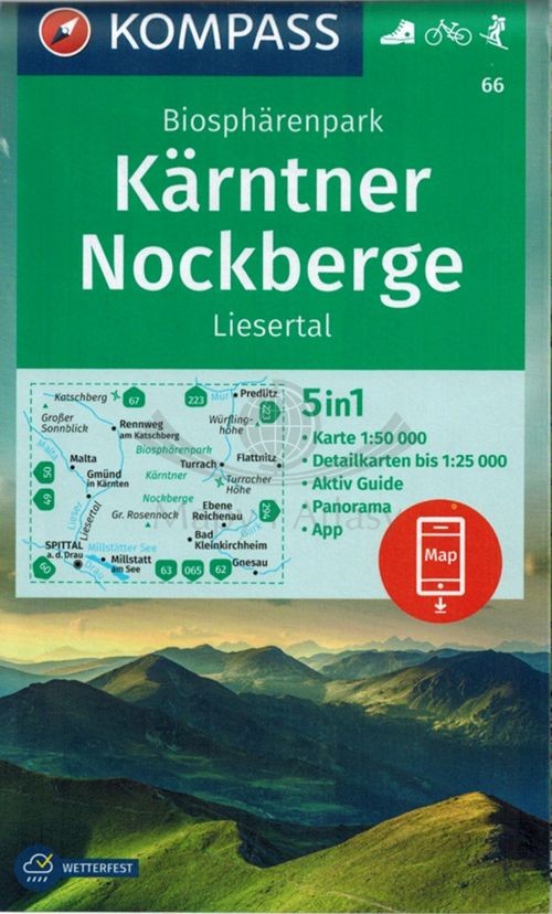 Kärntner Nockberge. Wodoodporna mapa turystyczna 66. Kompass