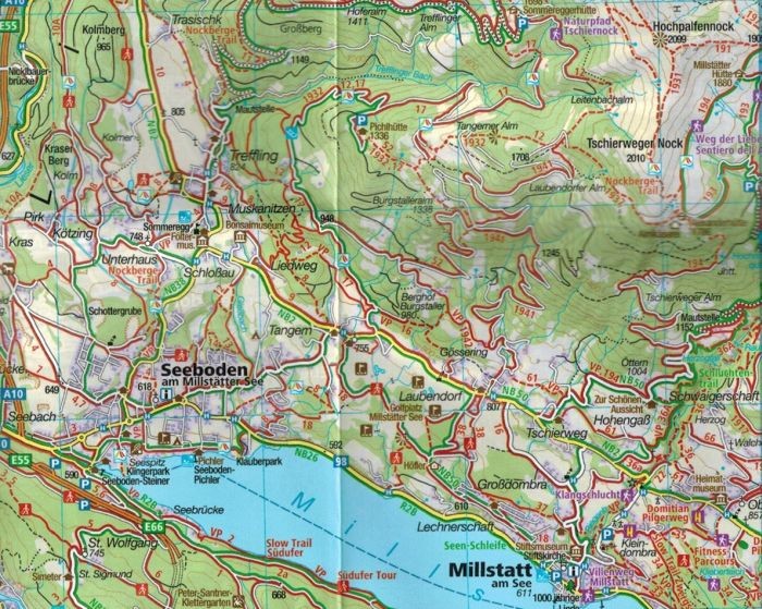 Kärntner, Nockberge. Wodoodporna mapa turystyczna 66 wydawnictwa Kompass. Fragment 1