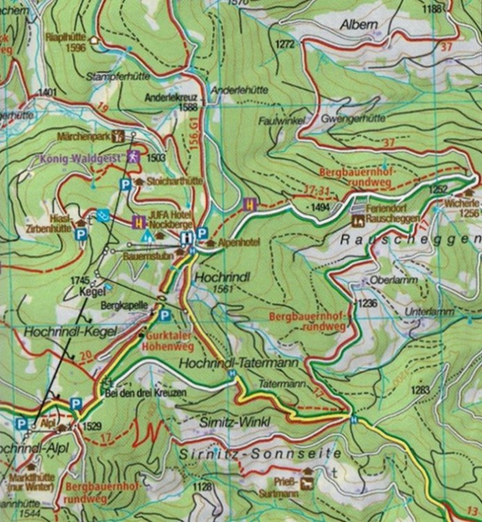 Kärntner, Nockberge. Wodoodporna mapa turystyczna 66 wydawnictwa Kompass. Fragment 3