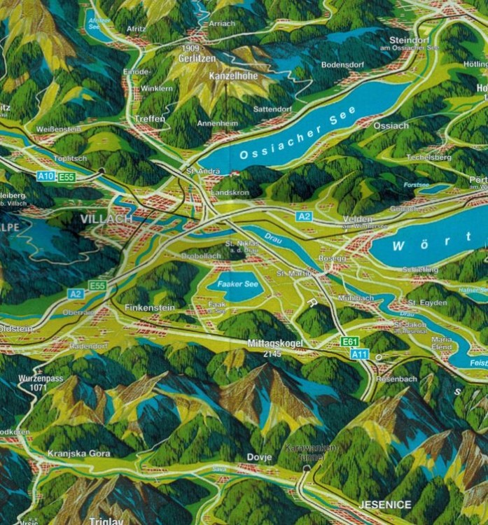 Kärntner, Nockberge. Wodoodporna mapa turystyczna 66 wydawnictwa Kompass. Rewers - fragment