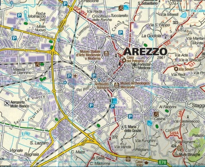 Arezzo, Casentino. Wodoodporna mapa turystyczna 2459 wydawnictwa Kompass. Fragment 2