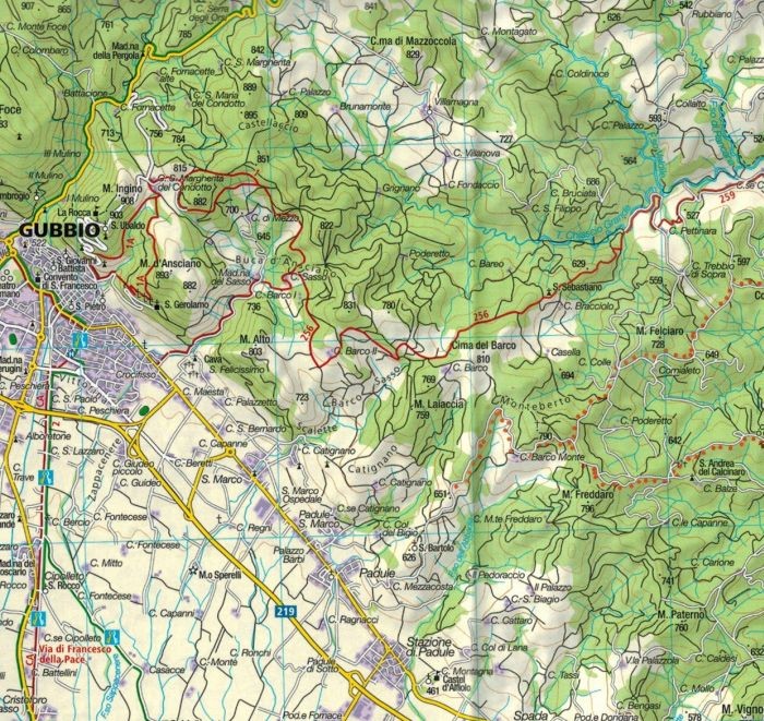 Perugia, Assisi, Cita di Castello, Gubbio. Wodoodporna mapa turystyczna 2464 wydawnictwa Kompass. Fragment 2