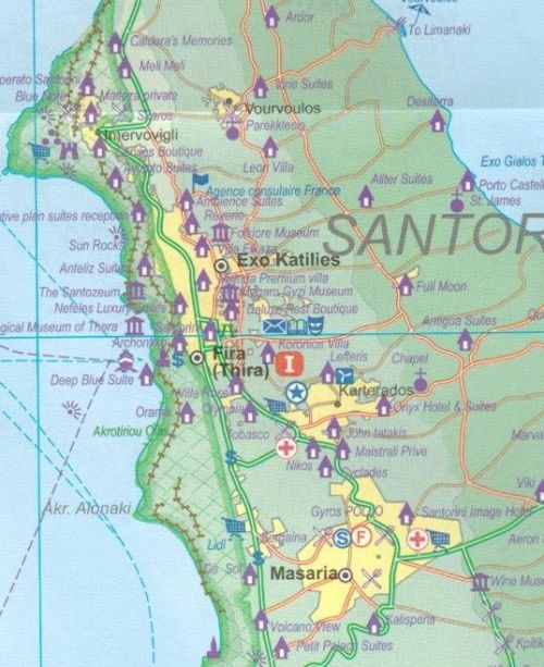 Kreta, Mykonos i Santorini . Wodoodporna mapa samochodowa wydawnictwa ITMB. Fragment 1