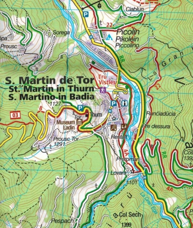 Hochabtei, Alta Badia. Wodoodporna mapa turystyczna 652 wydawnictwa Kompass. Fragment 1