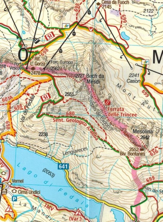 Hochabtei, Alta Badia. Wodoodporna mapa turystyczna 652 wydawnictwa Kompass. Fragment 2