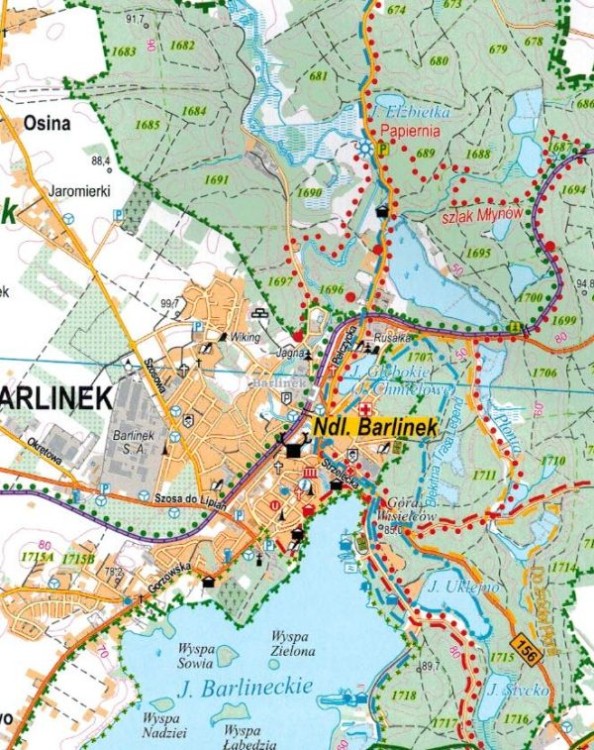 Nadleśnictwo Barlinek 1: 50 000. Mapa turystyczno-krajoznawcza wydawnictwa Eko-Kapio. Fragment 2