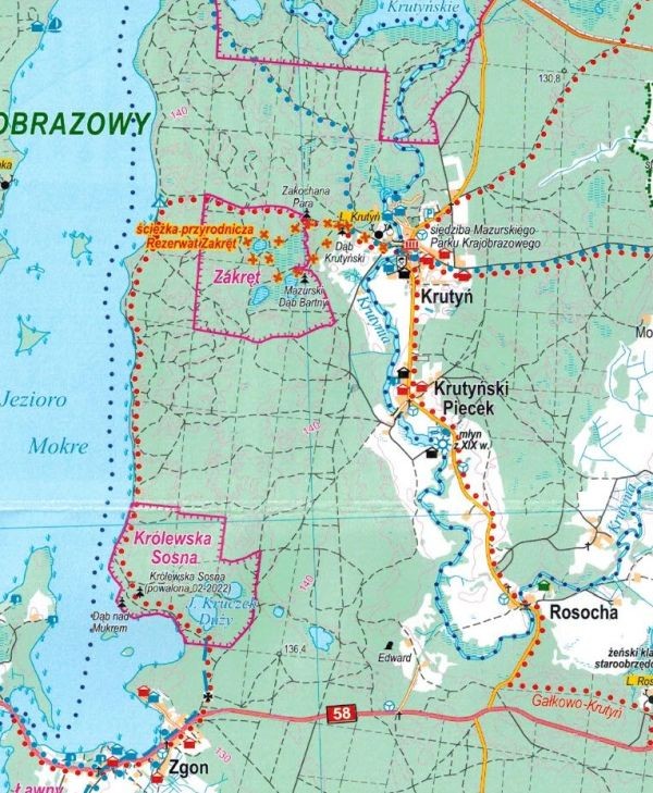 Nadleśnictwo Mrągowo 1: 55 000. Mapa turystyczno-krajoznawcza wydawnictwa Eko-Kapio. Fragment 2