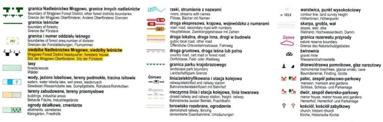 Nadleśnictwo Mrągowo 1: 55 000. Mapa turystyczno-krajoznawcza wydawnictwa Eko-Kapio. Legenda 1