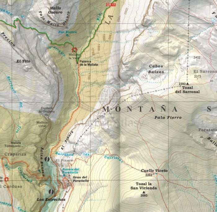 Masyw Monte Perdido, Dolina Ordesy, Park narodowy Pineta. 1:15 000. Wodoodporna mapa turystyczna wydawnictwa Editorial Alpina. Fragment 3
