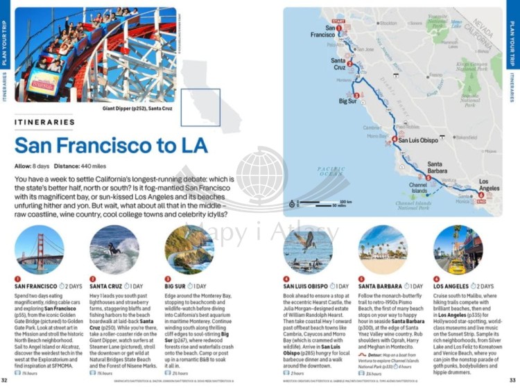 Kalifornia / California. Przewodnik wydawnictwa Lonely Planet. Przykładowe strony 4