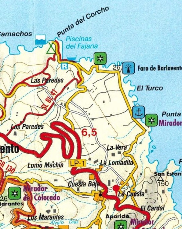 La Palma. Mapa samochodowo-turystyczna wydawnictwa  Freytag & Berndt. Fragment 2