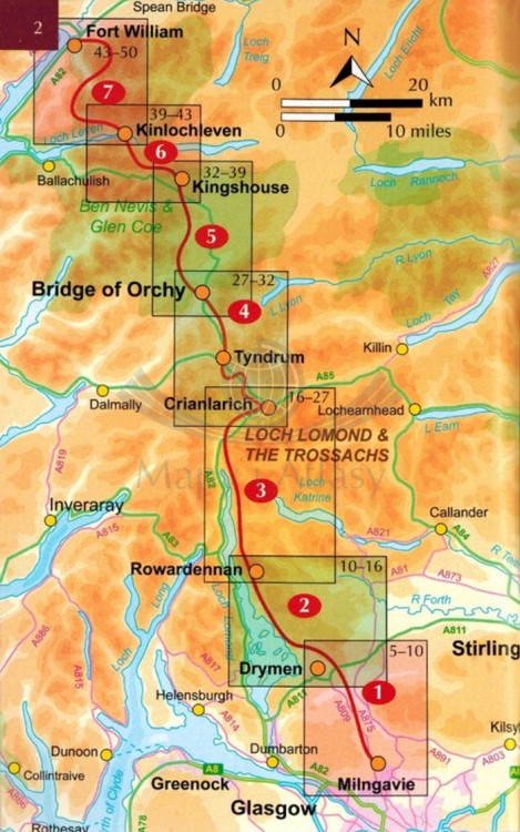 Szkocja: West Highland Way. Atlas turystyczny wydawnictwa Cicerone. Zasięg
