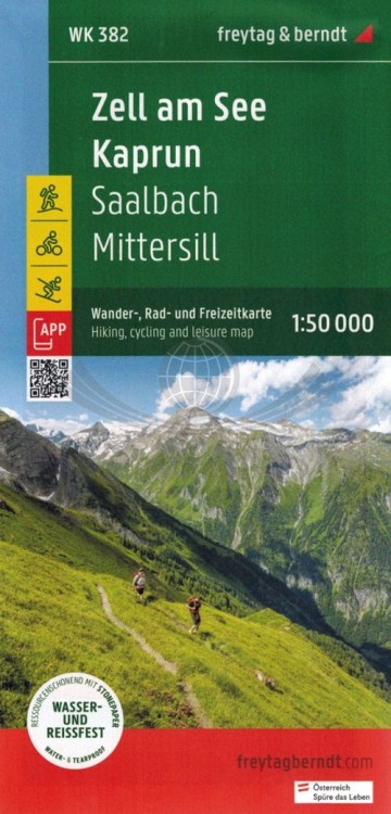 Alpy Kitzbuhelskie. Zell am See, Kaprun, Saalbach, Glocknergruppe. Wodoodporna mapa turystyczna WK 382 wydawnictwa Freytag & Berndt. Okładka