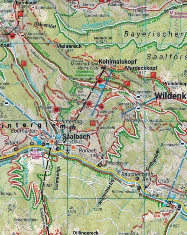 Alpy Kitzbuhelskie. Zell am See, Kaprun, Saalbach, Glocknergruppe. Wodoodporna mapa turystyczna WK 382 wydawnictwa Freytag & Berndt. Fragment 1