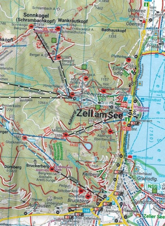 Alpy Kitzbuhelskie. Zell am See, Kaprun, Saalbach, Glocknergruppe. Wodoodporna mapa turystyczna WK 382 wydawnictwa Freytag & Berndt. Fragment 2