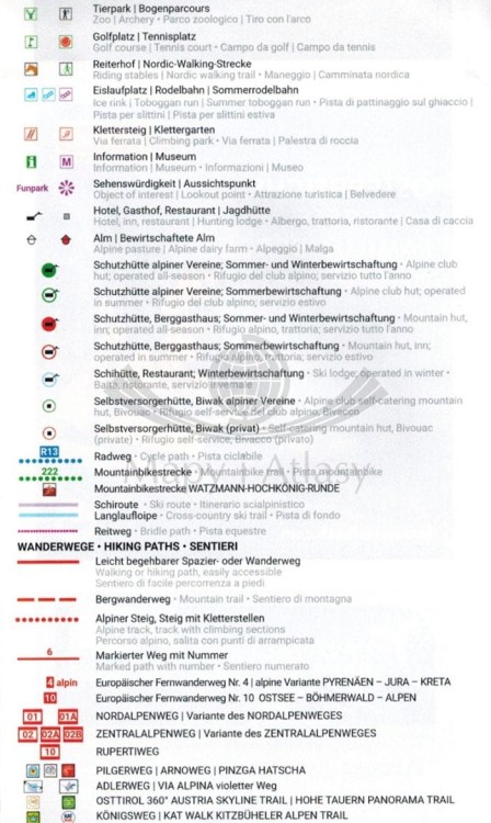 Alpy Kitzbuhelskie. Zell am See, Kaprun, Saalbach, Glocknergruppe. Wodoodporna mapa turystyczna WK 382 wydawnictwa Freytag & Berndt. Legenda 2