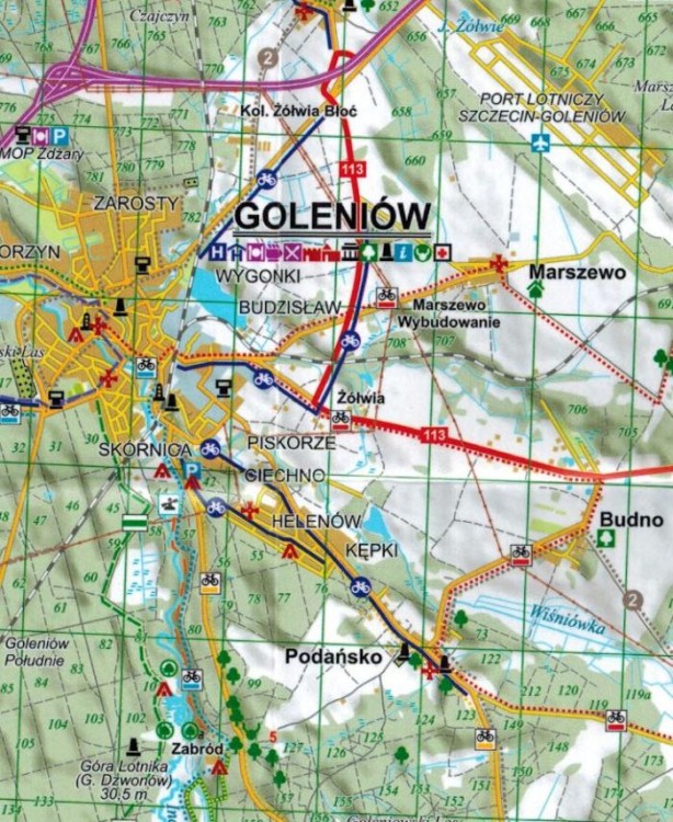 Puszcza Bukowa, Wkrzańska i Goleniowska. Laminowana mapa turystyczna wydawnictwa EKO-MAP. Fragment 1