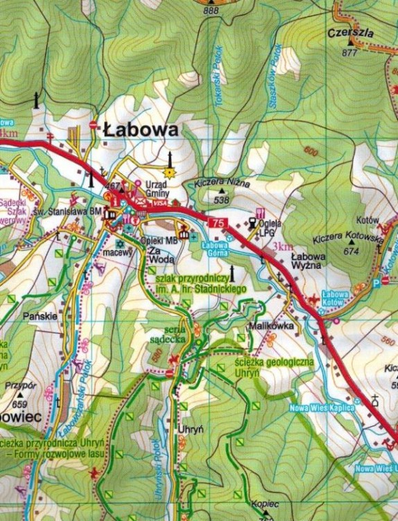 Beskid Sądecki, przełom Popradu 1:50 000. Mapa turystyczna wydawnictwa Cartomedia. Fragment 2
