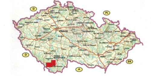 Szumawa - VVP Boletice, CHKO Blansky Les. Mapa turystyczna wydawnictwa Geodezie On Line. Zasięg 1