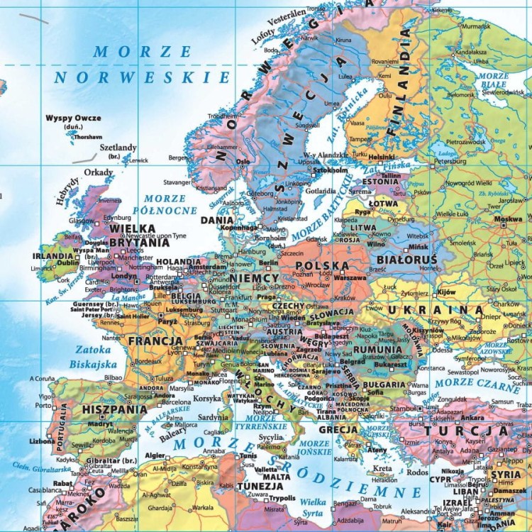 Świat 1:42 000 000. Dwustronna mapa ścienna. Polityczna i fizyczna. Strona polityczna - fragment 1